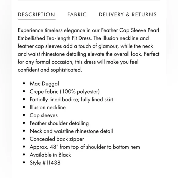 Mac Duggal Black Feather Cap Sleeve Pearl Embellished Midi Formal Dress | 2 - Picture 12 of 13